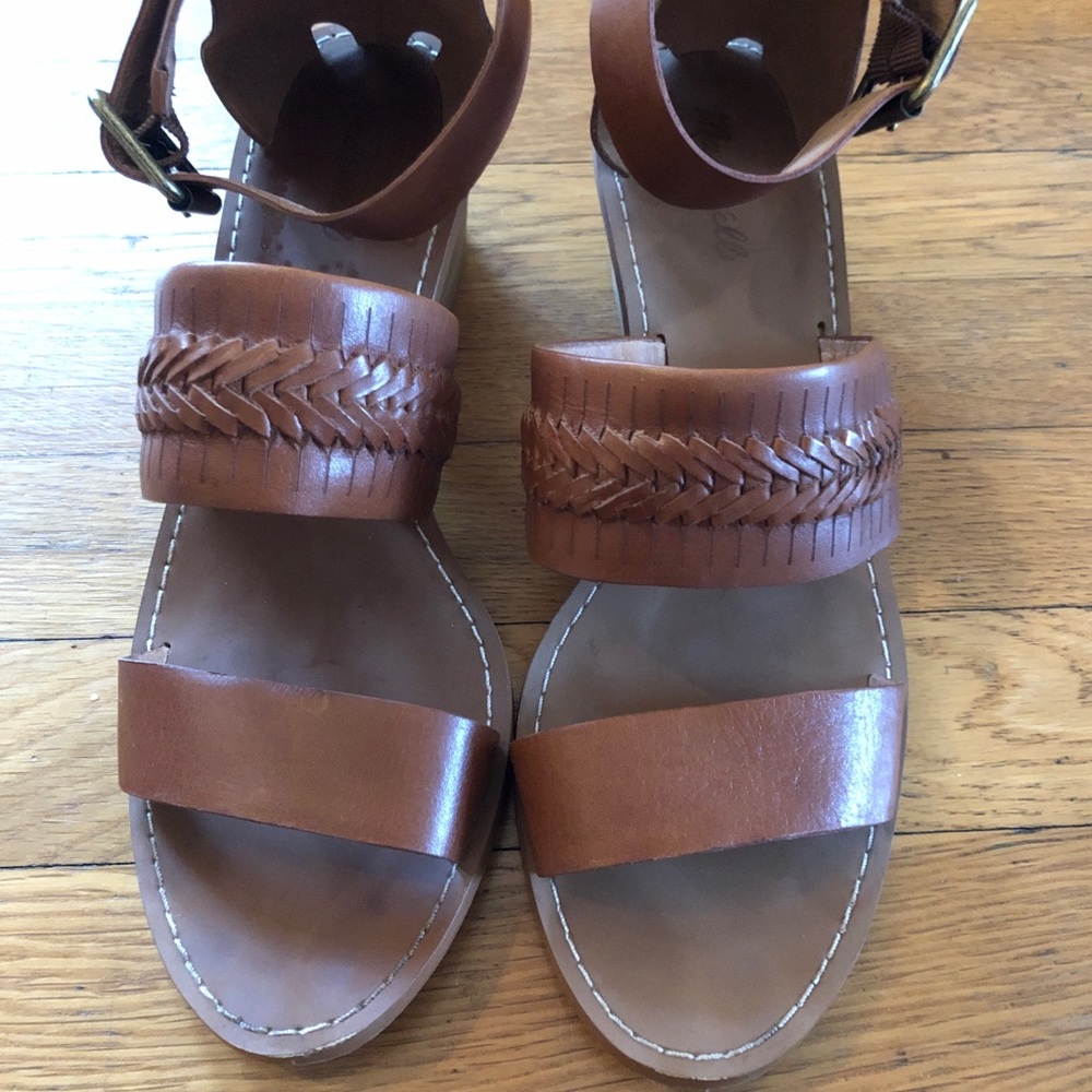 Madewell Warren Braided Leather Cognac Sandals